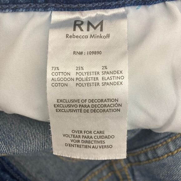 Rebecca Minkoff Jeans 6P Cropped Ankle High Rise Raw Slant Hem Blue Petite - Picture 13 of 14